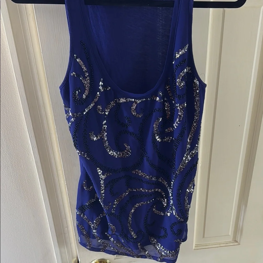 Express Fitted Purple Sequin Tank Top - Picture 5 of 5